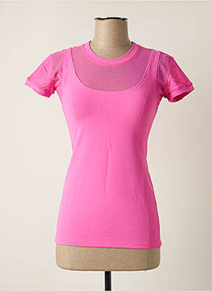 Top stretch manches courtes rose TEENFLO femme
