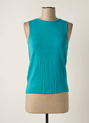 Pull coupe cintrée sans manche bleu STEFAN GREEN femme