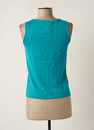 Pull coupe cintrée sans manche bleu STEFAN GREEN femme