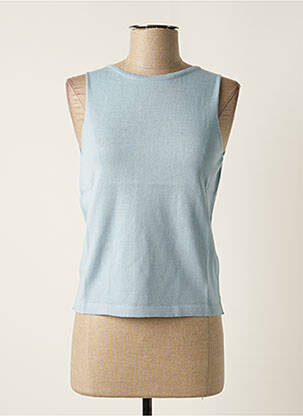 Pull coupe cintrée sans manche bleu STEFAN GREEN femme