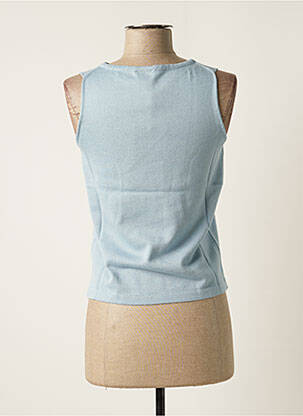 Pull coupe cintrée sans manche bleu STEFAN GREEN femme