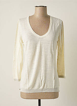 Pull finition bords-côtes manches longues beige STEFAN GREEN femme