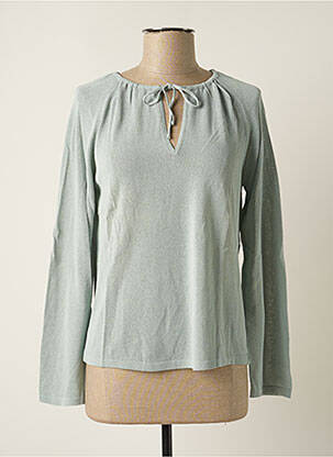 Pull coupe cintrée manches longues vert STEFAN GREEN femme