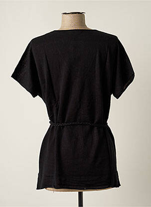 Pull tunique stretch manches courtes noir TEENFLO femme