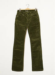 Pantalon droit fermeture zippée sous rabat boutonné taille normale vert TEENFLO femme