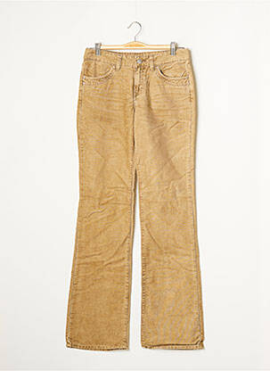 Pantalon droit fermeture zippée sous rabat boutonné taille normale beige TEENFLO femme