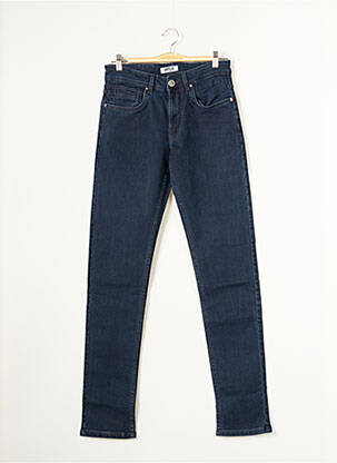 Pantalon slim fermeture zippée sous rabat boutonné taille normale bleu VIRTUE homme