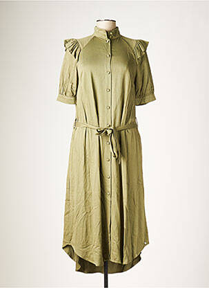Robe mi-longue coupe fluide manches courtes vert NUMPH femme