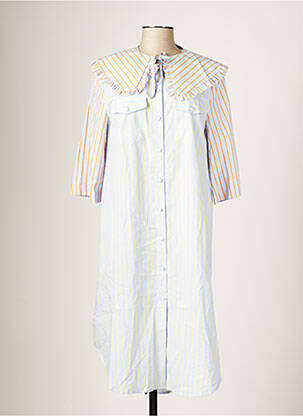 Robe mi-longue manches longues manches longues bleu NUMPH femme