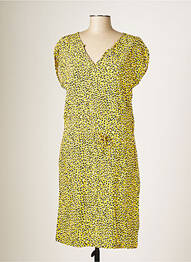 Robe mi-longue coupe fluide manches courtes jaune GARCIA femme