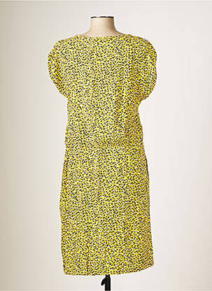Robe mi-longue coupe fluide manches courtes jaune GARCIA femme