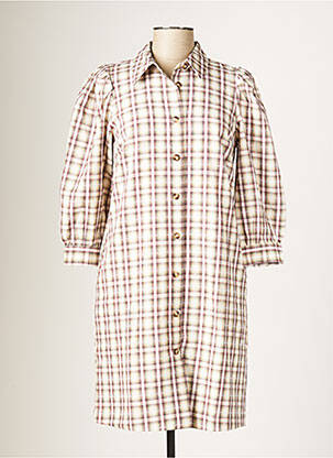 Robe mi-longue manches 3/4 manches 3/4 beige KAFFE femme
