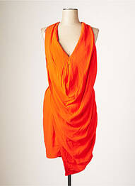 Robe mi-longue tissage crêpe sans manche orange GEORGIA MORGAN femme