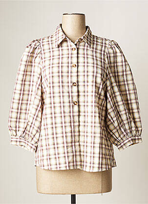 Chemisier coupe droite manches 3/4 beige KAFFE femme