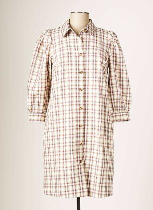 Robe mi-longue manches 3/4 manches 3/4 beige KAFFE femme