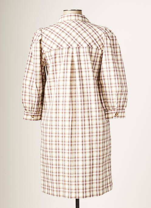Robe mi-longue manches 3/4 manches 3/4 beige KAFFE femme