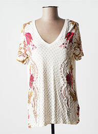 Top tissage jersey manches courtes blanc DESIGUAL femme