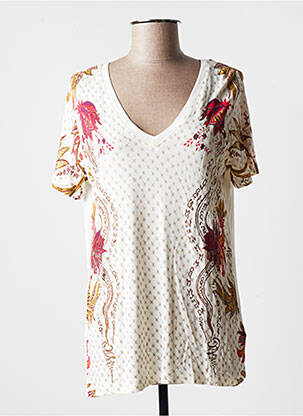 Top tissage jersey manches courtes blanc DESIGUAL femme