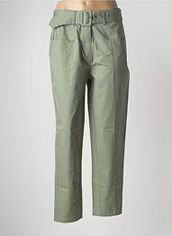 Pantalon chino fermeture zippée sous rabat boutonné taille normale vert NUMPH femme
