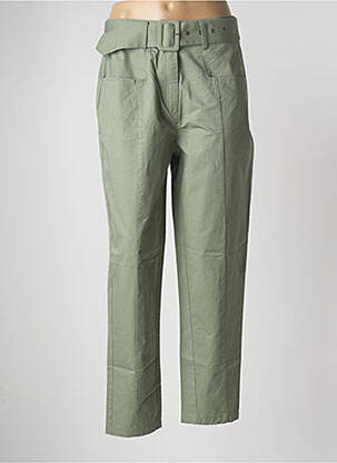 Pantalon chino fermeture zippée sous rabat boutonné taille normale vert NUMPH femme
