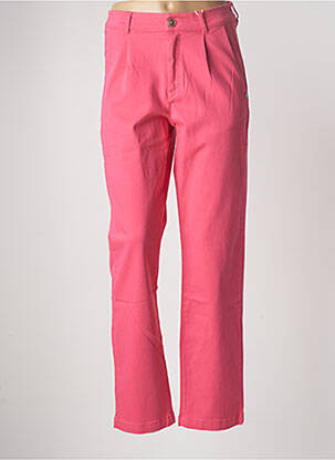 Pantalon droit fermeture zippée sous rabat boutonné taille normale rose GARCIA femme