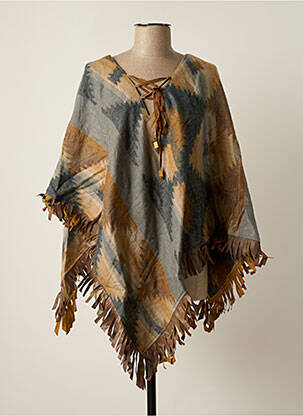 Poncho tissage lainage marron VL COLLECTION femme