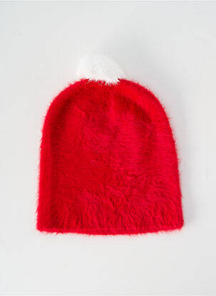 Bonnet maille maille poilu rouge VL COLLECTION femme