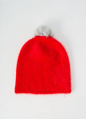 Bonnet maille maille poilu rouge VL COLLECTION femme