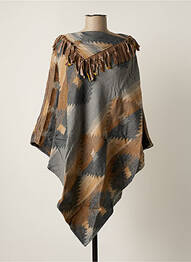 Poncho finition franges marron VIA LORENZO femme