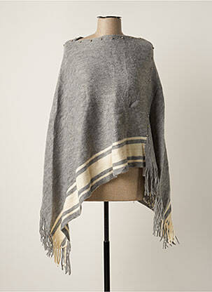 Poncho col v gris VL COLLECTION femme