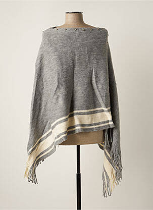 Poncho col v gris VL COLLECTION femme