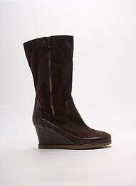 Bottes tissage satiné talon de 7 à 9cm marron MADISON femme