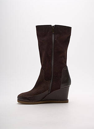 Bottes tissage satiné talon de 7 à 9cm marron MADISON femme