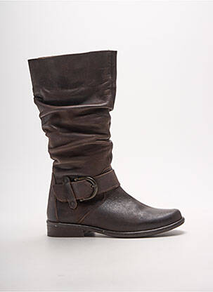 Bottes tissage satiné talon plat jusqu'à 3cm marron BELLAMY femme