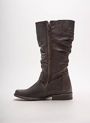Bottes tissage satiné talon plat jusqu'à 3cm marron BELLAMY femme