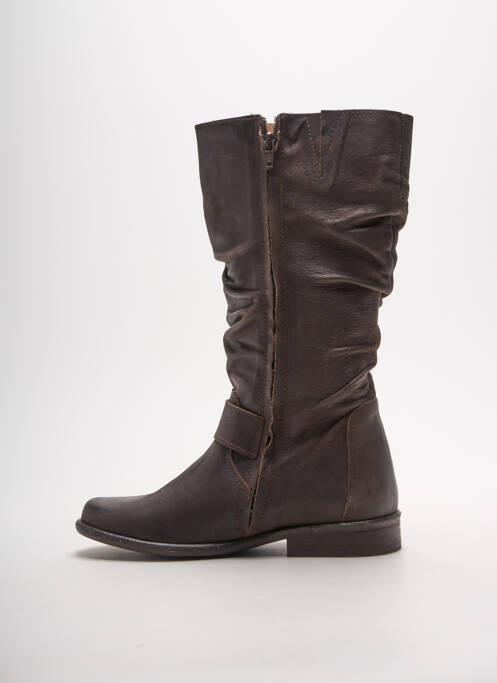 Bottes tissage satiné talon plat jusqu'à 3cm marron BELLAMY femme