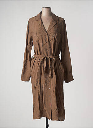 Robe mi-longue manches longues manches longues marron OBJECT femme