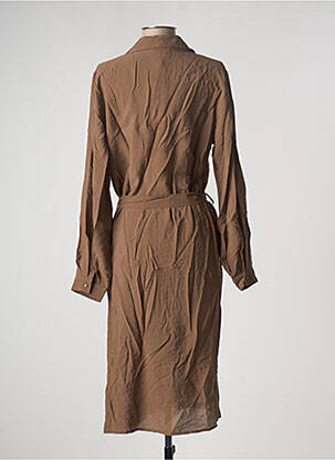 Robe mi-longue manches longues manches longues marron OBJECT femme