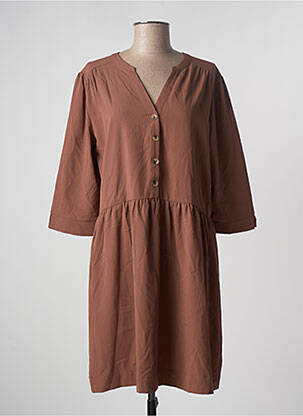 Robe mi-longue manches 3/4 manches 3/4 marron GRACE & MILA femme