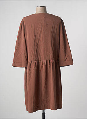 Robe mi-longue coupe fluide manches 3/4 marron GRACE & MILA femme