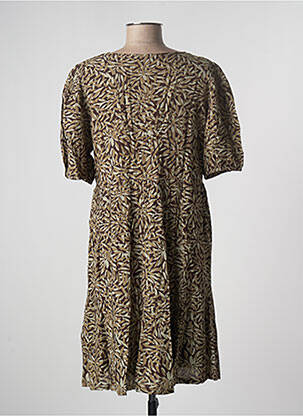Robe mi-longue imprimé fleurs manches courtes marron TEDDY SMITH femme