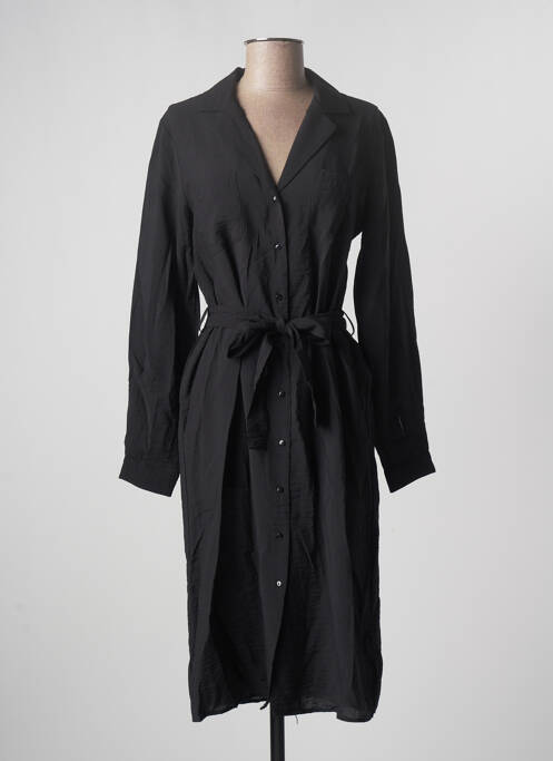 Robe mi-longue manches longues manches longues noir OBJECT femme