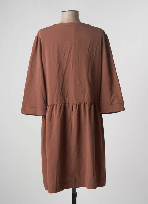 Robe mi-longue coupe fluide manches 3/4 marron GRACE & MILA femme