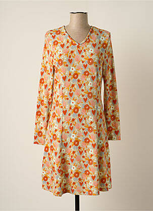 Robe courte manches longues manches longues orange MD'M femme