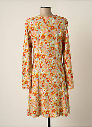 Robe courte manches longues manches longues orange MD'M femme