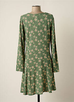 Robe mi-longue imprimé fleurs manches longues vert MD'M femme