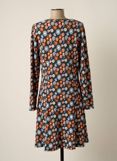 Robe mi-longue imprimé fleurs manches longues bleu MD'M femme