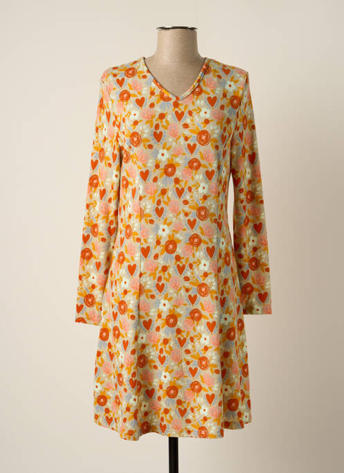 Robe courte manches longues manches longues orange MD'M femme