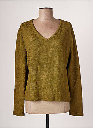 Pull coupe cintrée manches longues vert HBT femme