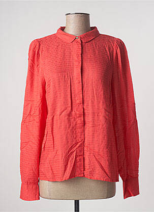 Chemisier coupe droite manches longues rouge ICHI femme